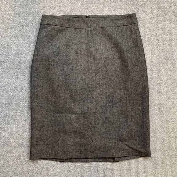 Ann Taylor Skirt Women 6 Gray Lined Pencil Wool Blend Button Pleat Back Zip - Picture 2 of 12